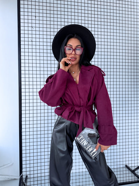 "BURGUNDY SPRITZ" - suede-like jacket